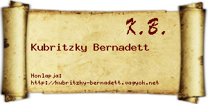 Kubritzky Bernadett névjegykártya